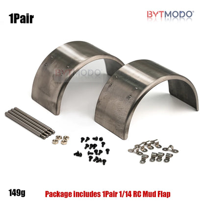 1/14 RC Dump Front/Rear Fender Pair Steel Dual Wheel Mud Flaps Mudguard Cover for Tamiya 1/14 Rc Tractor Truck Tipper Dumper