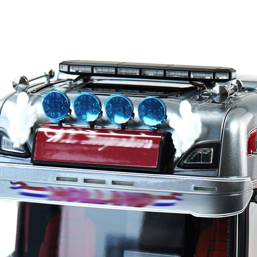 360 Degree Warning Lights Bar Lamp Metal Roof Light RGB LED for 1/14 Tamiya RC Truck Crawler Dump Tractor Tipper Actros Scania