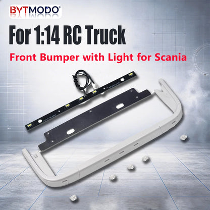 RC Front Bumper Lip LED Light Bar Unpainted ABS for 1/14 SCANIA 770S RC Truck Tamiya Hino VOLVO 750 ACTROS 3363 MAN TGX