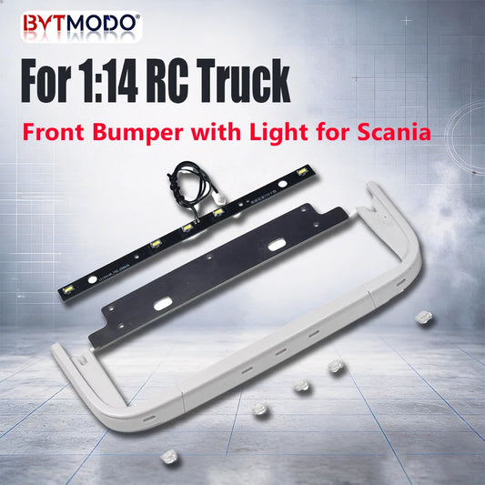 RC Front Bumper Lip LED Light Bar Unpainted ABS for 1/14 SCANIA 770S RC Truck Tamiya Hino VOLVO 750 ACTROS 3363 MAN TGX