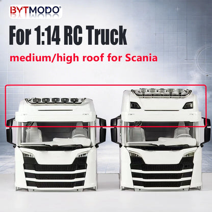 Cab Roof Kit Replacement LED Light Bar Body Parts for 1/14 RC Truck Tamiya Scania 770S 3363 RC Car Dump VOLVO ACTROS MAN