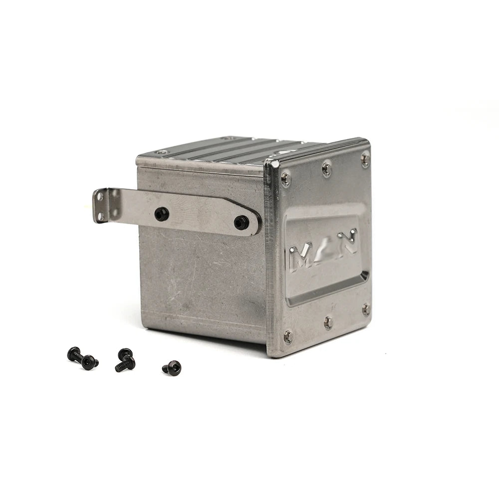 RC Truck Exhaust Tank Muffler Box Canister Stainless Steel Bracket for Tamiya MAN TGX 1/14 Rc Tractor Truck Tipper Dumper DIY