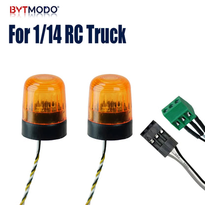 2pcs Rotating Lights 360 Degree Beacon Light LED Warning Lamp for 1/14 Tamiya RC Truck Crawler Dump Tractor Tipper Actros Scania