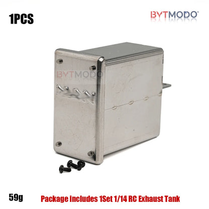 RC Exhaust Tank RC Truck Muffler Box Canister Stainless Steel Bracket for Tamiya MAN TGX 1/14 Rc Tractor Truck Tipper Dumper