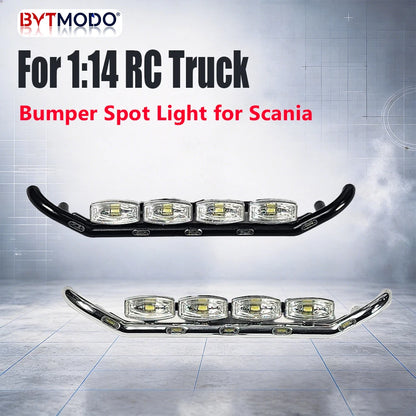 RC Bumper Light Front Bumper LED Spot Light Bar for 1/14 SCANIA 770S RC Truck Tamiya Hino VOLVO 750 ACTROS 3363 MAN TGX