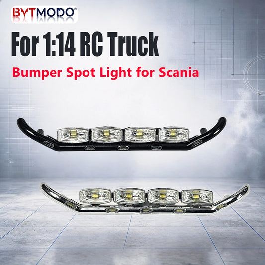 RC Bumper Light Front Bumper LED Spot Light Bar for 1/14 SCANIA 770S RC Truck Tamiya Hino VOLVO 750 ACTROS 3363 MAN TGX