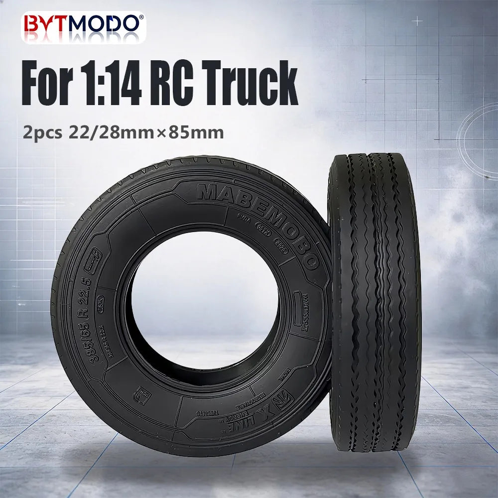 22mm/28mm 2PCS Rubber Tires Wave Shaped for 1/14 Tamiya RC Truck Tipper SCANIA 770S VOLVO BENZ MAN TGX Car Wheel Hub