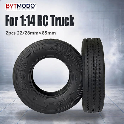 22mm/28mm 2PCS Rubber Tires Wave Shaped for 1/14 Tamiya RC Truck Tipper SCANIA 770S VOLVO BENZ MAN TGX Car Wheel Hub