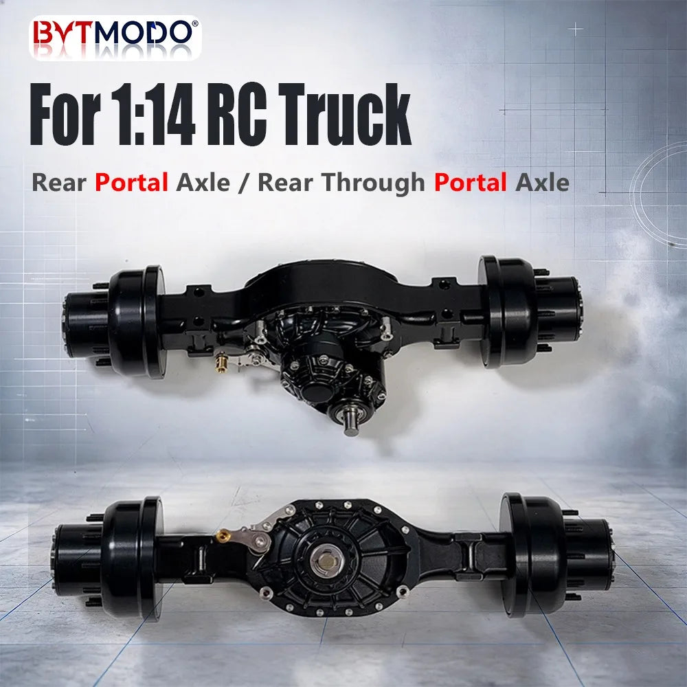CNC Rear Portal Axle Through Axles Aluminum Alloy for 1/14 Tamiya RC Truck SCANIA 770S VOLVO 750 ACTROS 3363 MAN TGX