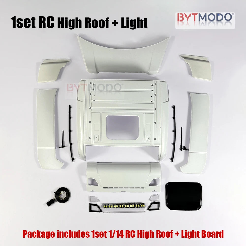 Cab Roof Kit Replacement LED Light Bar Body Parts for 1/14 RC Truck Tamiya Scania 770S 3363 RC Car Dump VOLVO ACTROS MAN