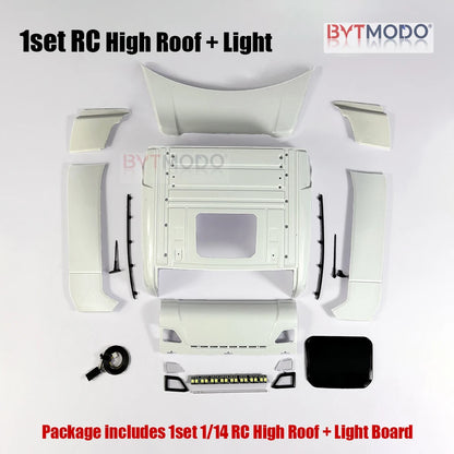 Cab Roof Kit Replacement LED Light Bar Body Parts for 1/14 RC Truck Tamiya Scania 770S 3363 RC Car Dump VOLVO ACTROS MAN