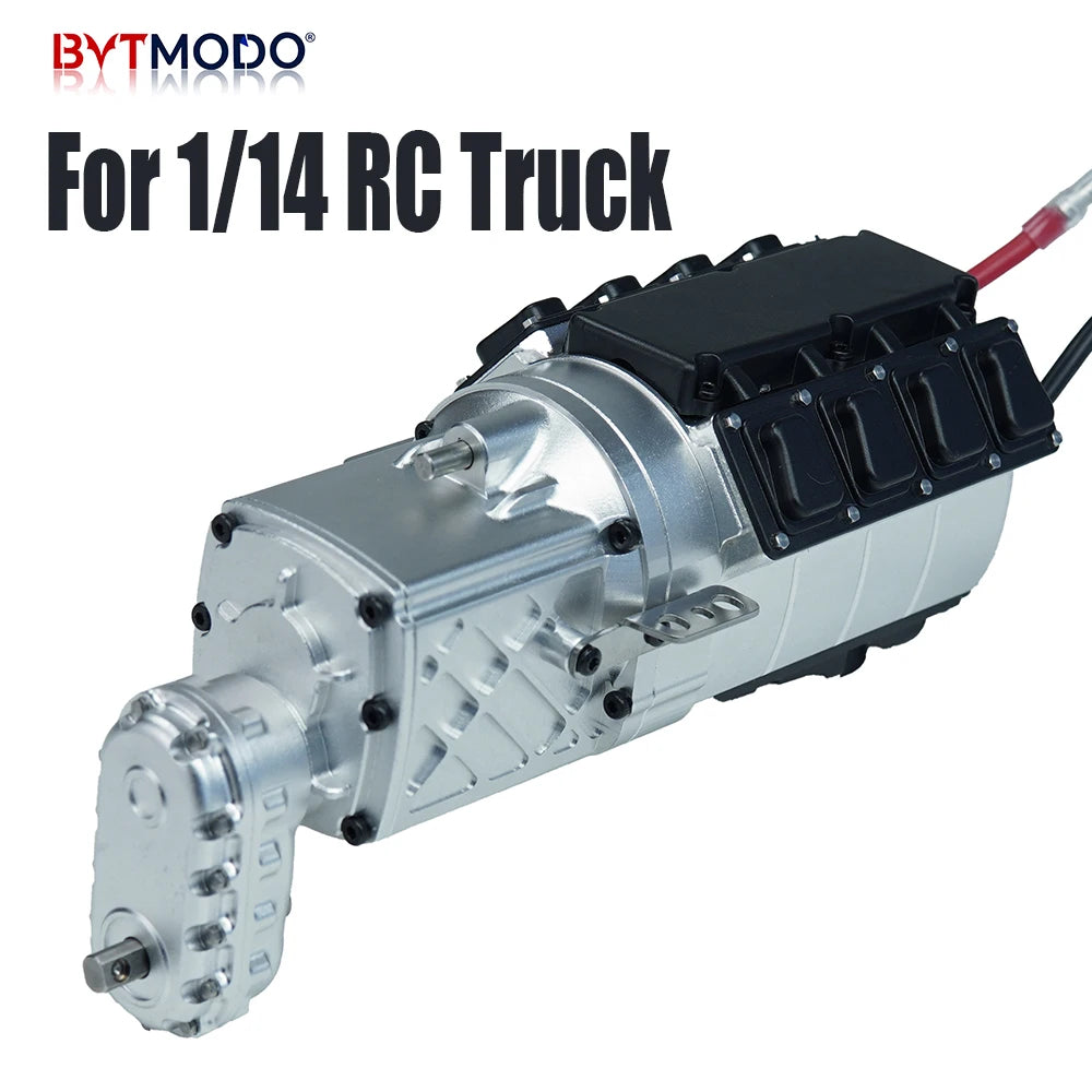 Gearbox 540 Brushed Motor with Servo 5mm Shaft Transfer Transmission for 1/14 Tamiya RC Truck Crawler Dump Tractor Tipper Actros