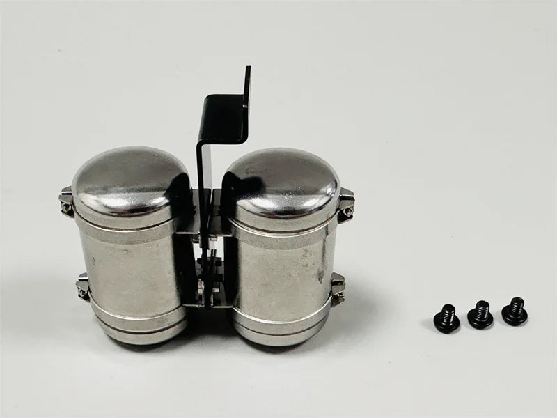 Air Tank Dual Stainless Steel Air Reservoir for 1/14 SCANIA Tamiya RC Truck 770S Hino VOLVO 750 ACTROS 3363 MAN TGX DIY