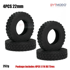 1/14 Truck Tires Off-Road Tire 22/28mm Block Tread Tyre for 1/14 Tamiya RC Truck Tractor Tipper Dump SCANIA VOLVO BENZ MAN TGX