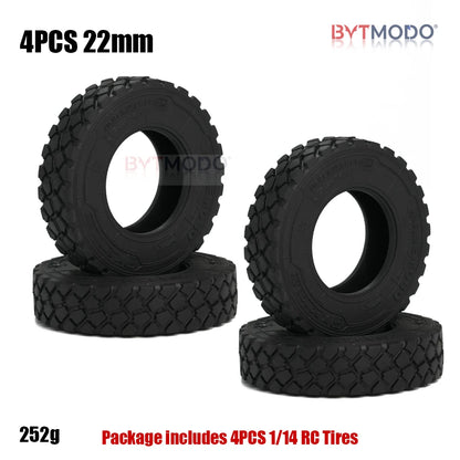 1/14 Truck Tires Off-Road Tire 22/28mm Block Tread Tyre for 1/14 Tamiya RC Truck Tractor Tipper Dump SCANIA VOLVO BENZ MAN TGX