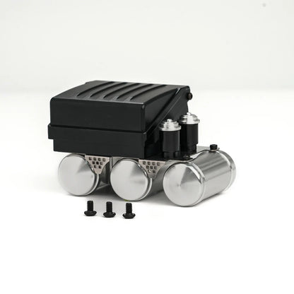RC Truck Battery Box Metal with Air Tanks Servo Mount Bracket Aluminum Alloy for Tamiya MAN 1/14 Rc Tractor Truck Tipper Dumper
