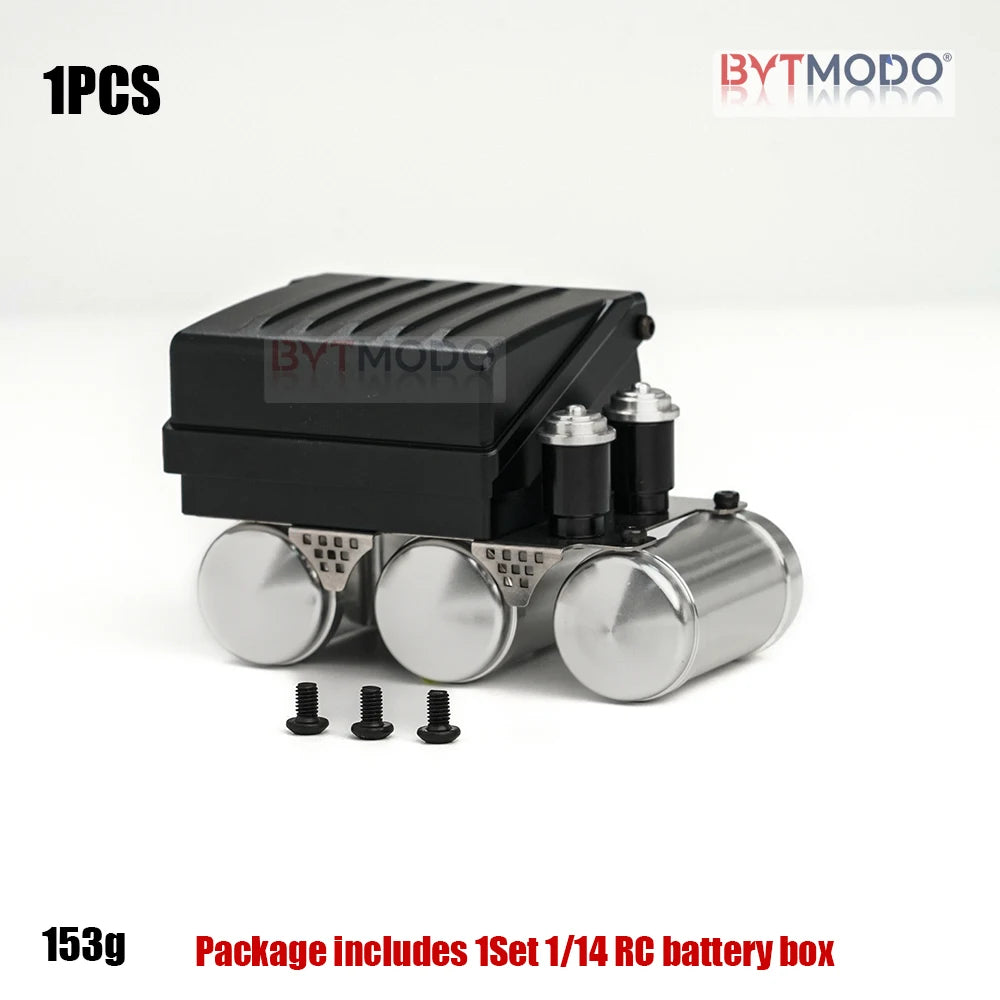 RC Truck Battery Box Metal with Air Tanks Servo Mount Bracket Aluminum Alloy for Tamiya MAN 1/14 Rc Tractor Truck Tipper Dumper