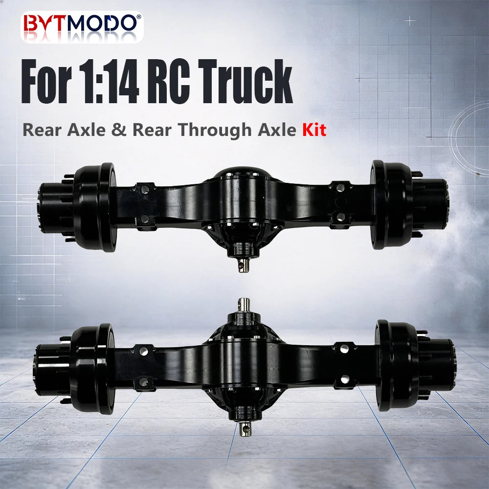 RC Rear Axle & Rear Through Axle Kit set Metal for 1/14 Tamiya RC Truck SCANIA 770S VOLVO 750 ACTROS 3363 MAN TGX