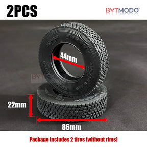 22mm/28mm 2PCS Rubber Tires for 1/14 Tamiya RC Truck Tipper SCANIA 770S VOLVO BENZ MAN TGX Car Wheel Hub