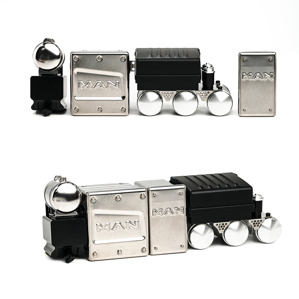 RC Exhaust Tank RC Truck Muffler Box Canister Stainless Steel Bracket for Tamiya MAN TGX 1/14 Rc Tractor Truck Tipper Dumper