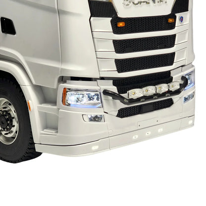 RC Front Bumper Lip LED Light Bar Unpainted ABS for 1/14 SCANIA 770S RC Truck Tamiya Hino VOLVO 750 ACTROS 3363 MAN TGX