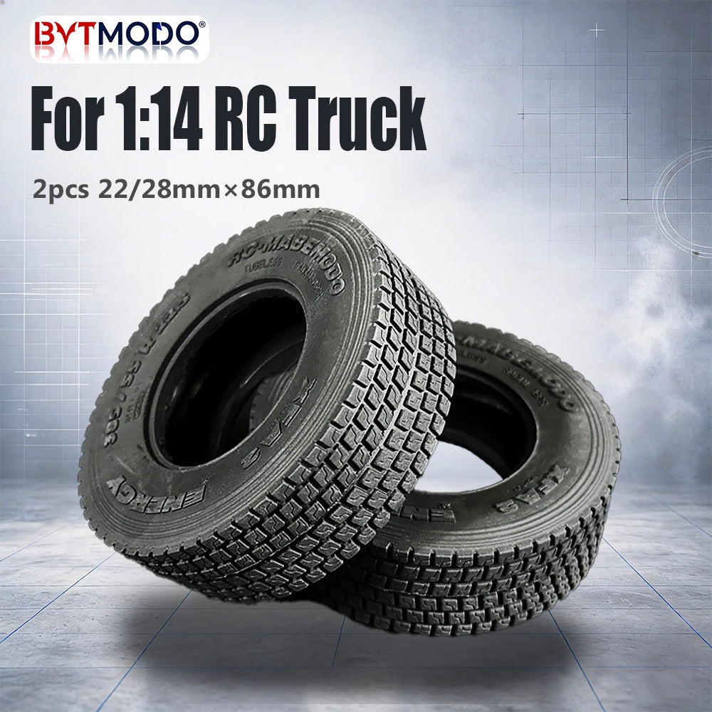 22mm/28mm 2PCS Rubber Tires for 1/14 Tamiya RC Truck Tipper SCANIA 770S VOLVO BENZ MAN TGX Car Wheel Hub