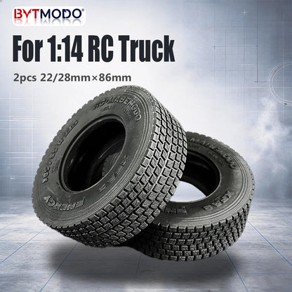 22mm/28mm 2PCS Rubber Tires for 1/14 Tamiya RC Truck Tipper SCANIA 770S VOLVO BENZ MAN TGX Car Wheel Hub