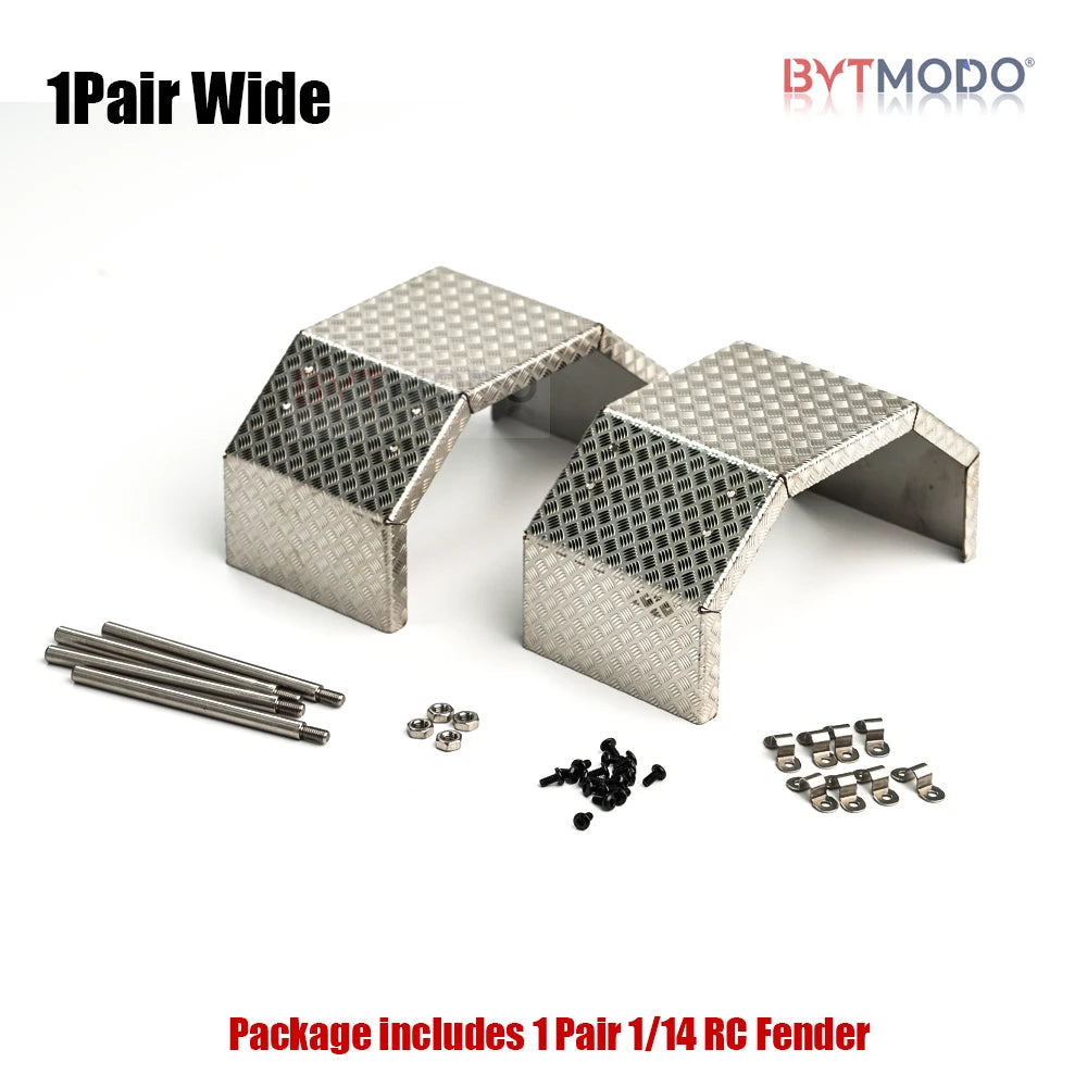 1/14 Pair RC Truck Front Fender Wheel Metal Fenders Stainless Steel Mudguard for Tamiya 1/14 Rc Tractor Truck Tipper Dumper Dump