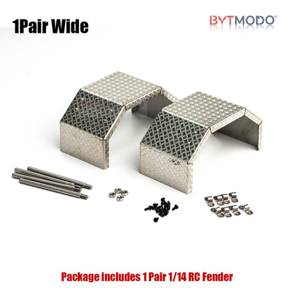 1/14 Pair RC Truck Front Fender Wheel Metal Fenders Stainless Steel Mudguard for Tamiya 1/14 Rc Tractor Truck Tipper Dumper Dump