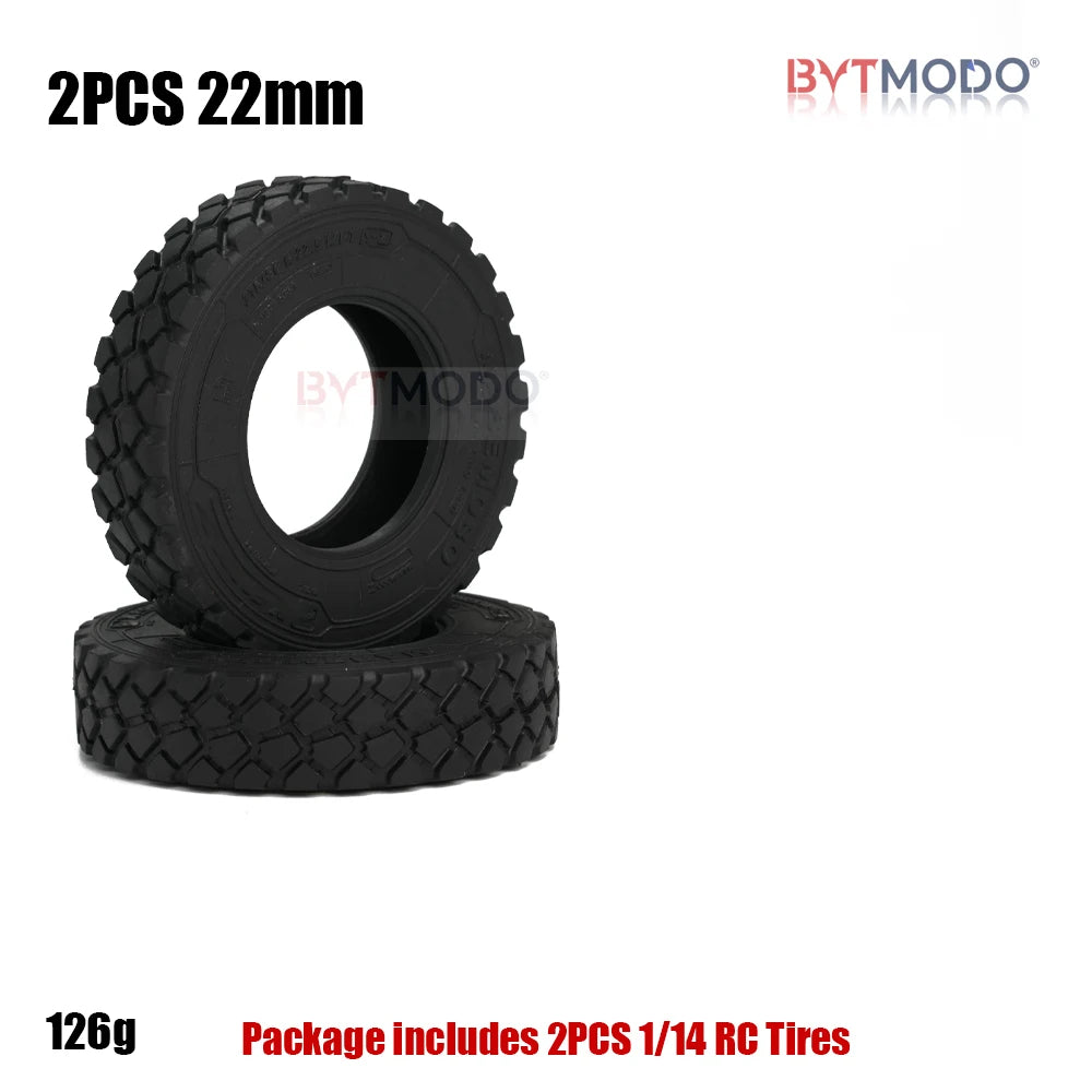 22/28mm 1/14 Truck Tires Off-Road Tire Block Tread Tyre for 1/14 Tamiya RC Truck Tractor Tipper Dump SCANIA VOLVO BENZ MAN TGX