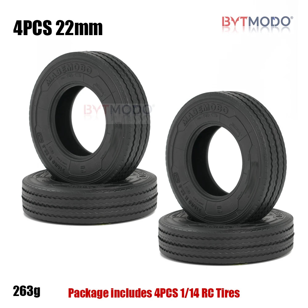 RC Truck Tire 22mm 28mm Rubber Tires Highway Road Tyre for 1/14 Tamiya RC Truck Tractor Tipper SCANIA 770S VOLVO BENZ MAN TGX