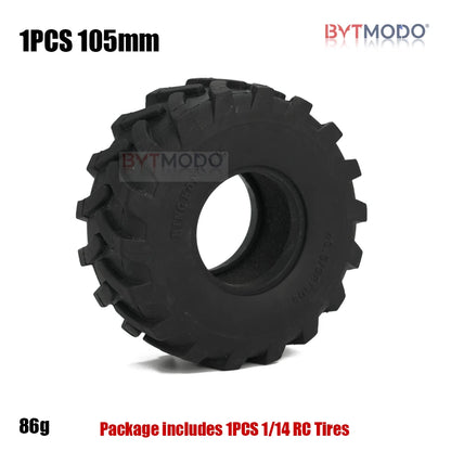 105mm Soft Rubber Tires Chevron Tread Sponge Inner for 1/14 Tamiya RC Truck Dump Tractor Crawler Climbing Off-Road DIY