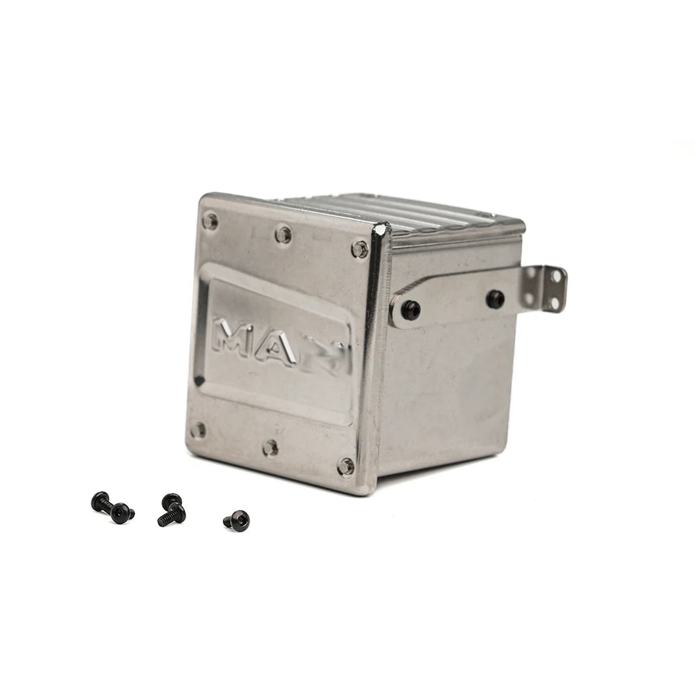 RC Truck Exhaust Tank Muffler Box Canister Stainless Steel Bracket for Tamiya MAN TGX 1/14 Rc Tractor Truck Tipper Dumper DIY