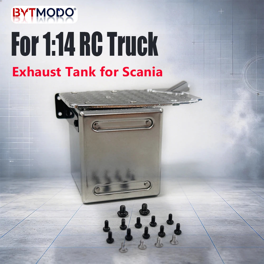 Exhaust Tank Stainless Steel Exhaust Muffler for 1/14 SCANIA Tamiya RC Truck 770S Hino VOLVO 750 ACTROS 3363 MAN TGX DIY