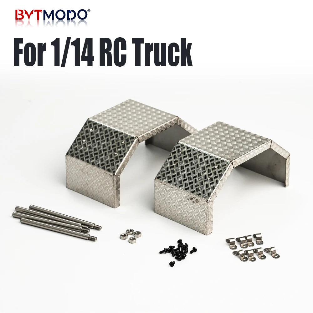 1/14 Pair RC Truck Front Fender Wheel Metal Fenders Stainless Steel Mudguard for Tamiya 1/14 Rc Tractor Truck Tipper Dumper Dump