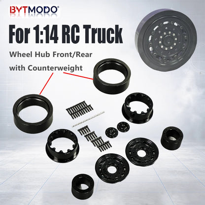 1.9inch 2PCS All Metal Wheels Hub Rim Counterweight for 1/14 Tamiya RC Truck SCANIA 770S VOLVO 750 ACTROS 3363 MAN TGX